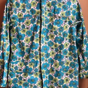 Lands End Kids Raincoat with Flowers and front zip